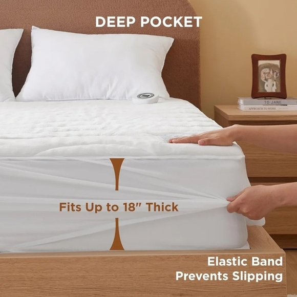 Bedsure Heated Mattress Pad Queen - Bed Warmer with Memory & Preheat Function, - Picture 2 of 5